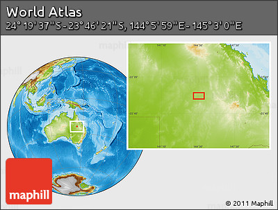 Physical Location Map of the Area around 24° 2' 59" S, 144° 34' 29" E