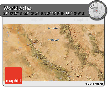 Satellite 3D Map of the Area around 24° 2' 59" S, 146° 16' 30" E