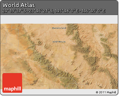 Satellite 3D Map of the Area around 24° 2' 59" S, 146° 16' 30" E