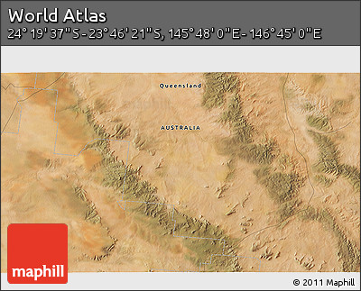 Satellite 3D Map of the Area around 24° 2' 59" S, 146° 16' 30" E