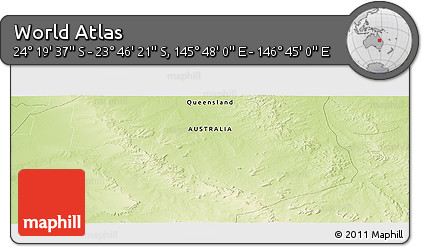 Physical Panoramic Map of the Area around 24° 2' 59" S, 146° 16' 30" E