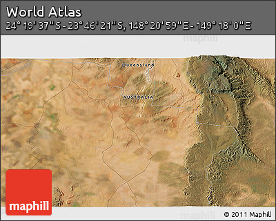 Satellite 3D Map of the Area around 24° 2' 59" S, 148° 49' 29" E