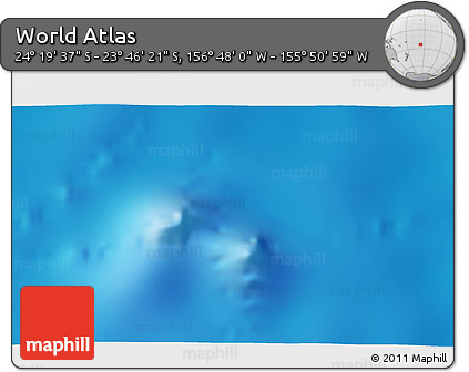 Shaded Relief 3D Map of the Area around 24° 2' 59" S, 156° 19' 29" W