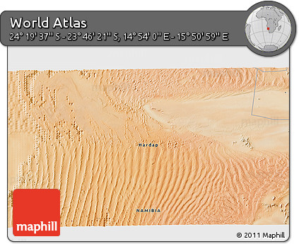 Satellite 3D Map of the Area around 24° 2' 59" S, 15° 22' 30" E