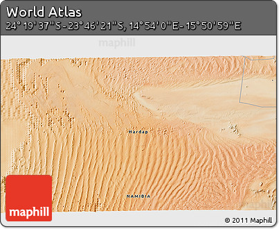 Satellite 3D Map of the Area around 24° 2' 59" S, 15° 22' 30" E
