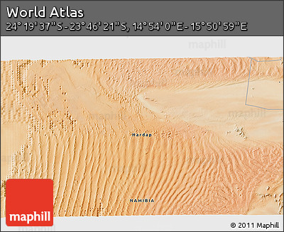 Satellite 3D Map of the Area around 24° 2' 59" S, 15° 22' 30" E