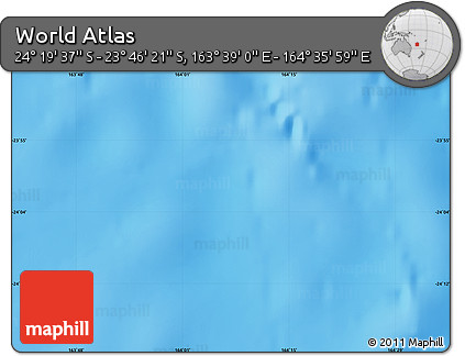 Physical Map of the Area around 24° 2' 59" S, 164° 7' 30" E
