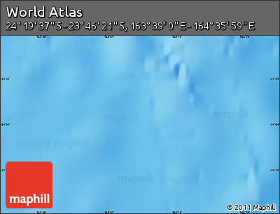 Physical Map of the Area around 24° 2' 59" S, 164° 7' 30" E