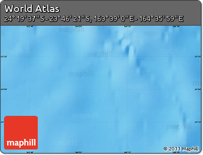 Physical Map of the Area around 24° 2' 59" S, 164° 7' 30" E
