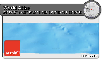 Physical Panoramic Map of the Area around 24° 2' 59" S, 164° 7' 30" E