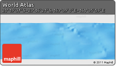 Physical Panoramic Map of the Area around 24° 2' 59" S, 164° 7' 30" E