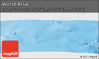 Physical Panoramic Map of the Area around 24° 2' 59" S, 167° 31' 30" E