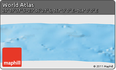 Physical Panoramic Map of the Area around 24° 2' 59" S, 167° 31' 30" E