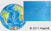 Physical Location Map of the area around 24° 2' 59" S, 16° 55' 29" W