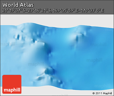 Physical 3D Map of the Area around 24° 2' 59" S, 170° 4' 29" E