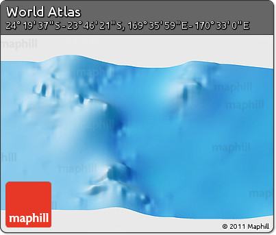 Physical 3D Map of the Area around 24° 2' 59" S, 170° 4' 29" E