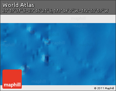 Physical 3D Map of the Area around 24° 2' 59" S, 173° 19' 29" W