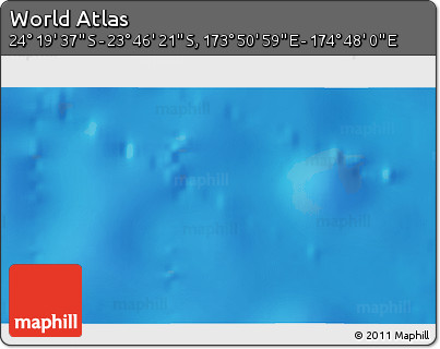 Physical 3D Map of the Area around 24° 2' 59" S, 174° 19' 29" E