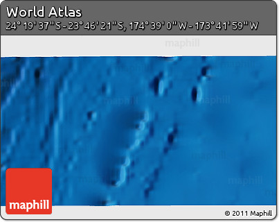 Shaded Relief 3D Map of the Area around 24° 2' 59" S, 174° 10' 30" W