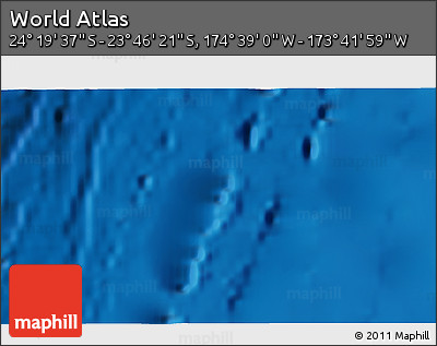 Shaded Relief 3D Map of the Area around 24° 2' 59" S, 174° 10' 30" W