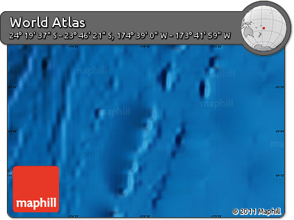 Physical Map of the Area around 24° 2' 59" S, 174° 10' 30" W