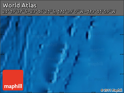 Physical Map of the Area around 24° 2' 59" S, 174° 10' 30" W