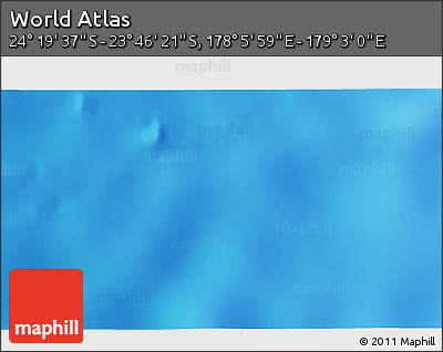 Physical 3D Map of the Area around 24° 2' 59" S, 178° 34' 29" E