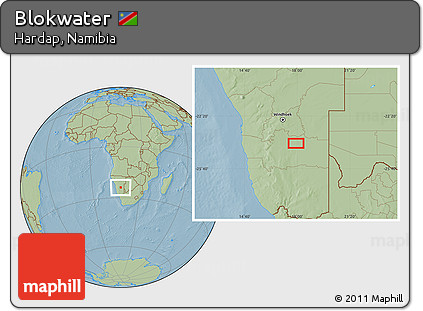 Savanna Style Location Map of Blokwater, hill shading