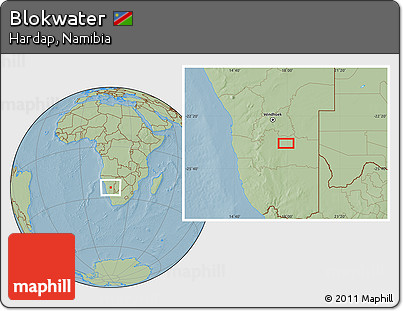 Savanna Style Location Map of Blokwater, hill shading