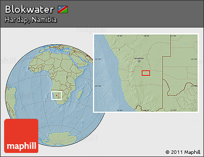 Savanna Style Location Map of Blokwater, hill shading