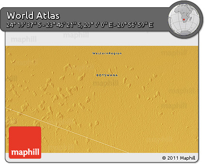 Physical 3D Map of the Area around 24° 2' 59" S, 20° 28' 30" E