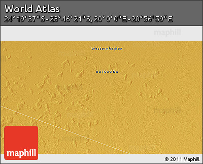 Physical 3D Map of the Area around 24° 2' 59" S, 20° 28' 30" E