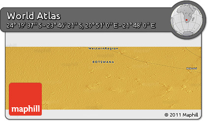 Physical Panoramic Map of the Area around 24° 2' 59" S, 21° 19' 30" E