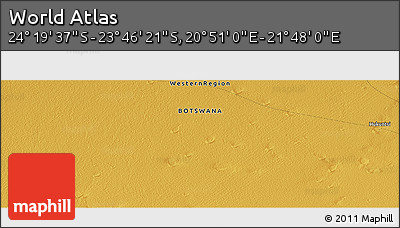 Physical Panoramic Map of the Area around 24° 2' 59" S, 21° 19' 30" E