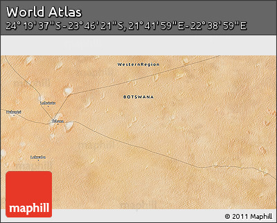 Satellite 3D Map of the Area around 24° 2' 59" S, 22° 10' 29" E