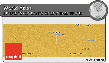 Physical Panoramic Map of the Area around 24° 2' 59" S, 23° 1' 29" E