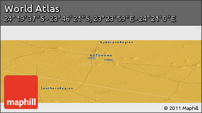 Physical Panoramic Map of the Area around 24° 2' 59" S, 23° 52' 30" E