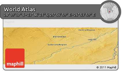 Physical Panoramic Map of the Area around 24° 2' 59" S, 26° 25' 29" E