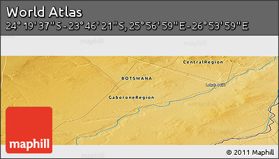 Physical Panoramic Map of the Area around 24° 2' 59" S, 26° 25' 29" E