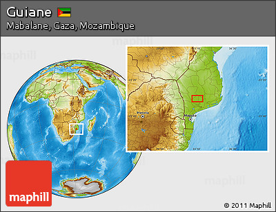 Physical Location Map of Guiane
