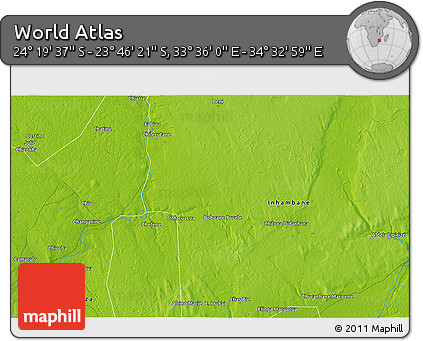 Physical 3D Map of the Area around 24° 2' 59" S, 34° 4' 30" E