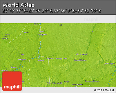 Physical 3D Map of the Area around 24° 2' 59" S, 34° 4' 30" E
