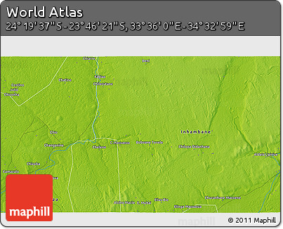 Physical 3D Map of the Area around 24° 2' 59" S, 34° 4' 30" E