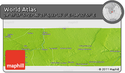 Physical Panoramic Map of the Area around 24° 2' 59" S, 34° 4' 30" E