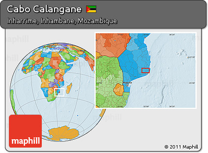 Political Location Map of Cabo Calangane