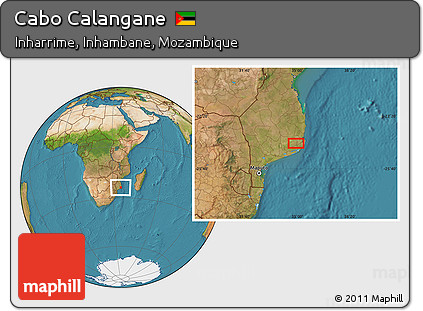 Satellite Location Map of Cabo Calangane