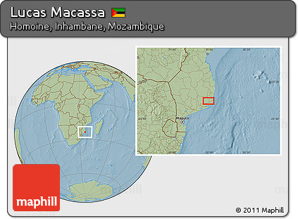 Savanna Style Location Map of Lucas Macassa, hill shading