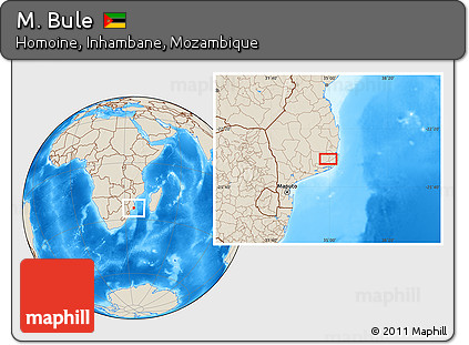 Shaded Relief Location Map of M. Bule