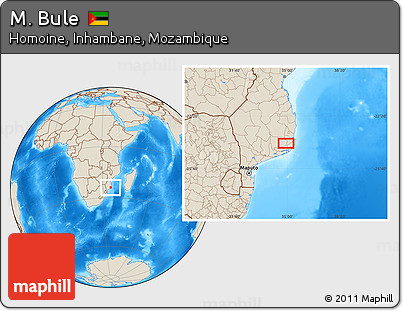 Shaded Relief Location Map of M. Bule