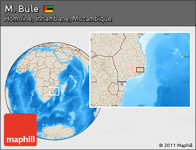Shaded Relief Location Map of M. Bule